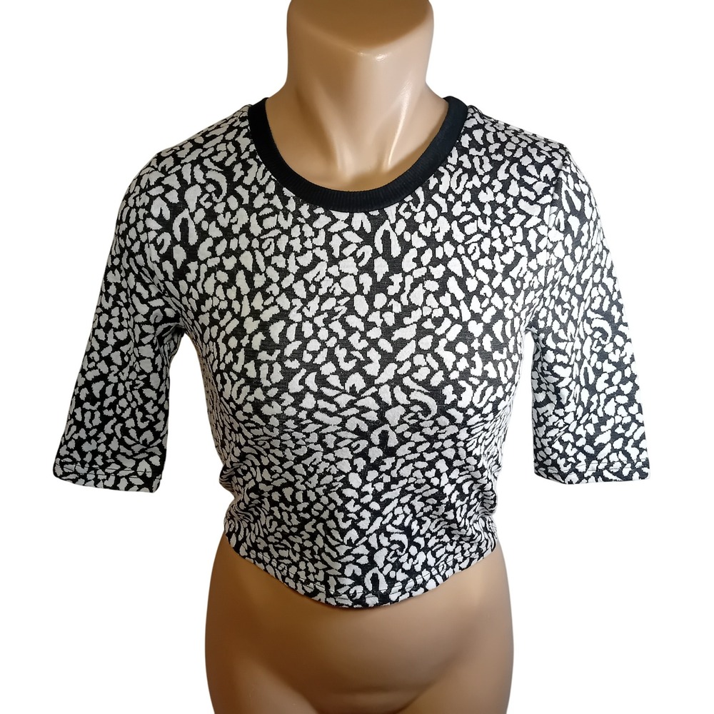 Vintage Y2K Juniors‎ Seduction Leopard Animal Print Cropped 3/4 Sleeve Sweater S
